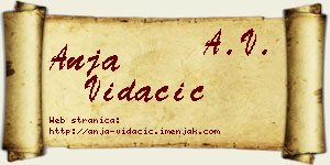 Anja Vidačić vizit kartica